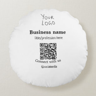 Verbinden Sie mit unserem Firmenlogo QR Social Med Rundes Kissen