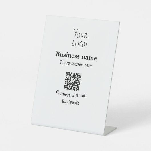 Verbinden Sie mit unserem Firmenlogo QR Social Med Sockelschild (Vorderseite)