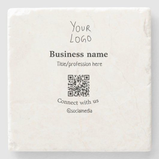 Verbinden Sie mit unserem Firmenlogo QR Social Med Steinuntersetzer (Vorderseite)