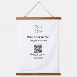 Verbinden Sie mit unserem Firmenlogo QR Social Med Wandteppich Mit Holzrahmen