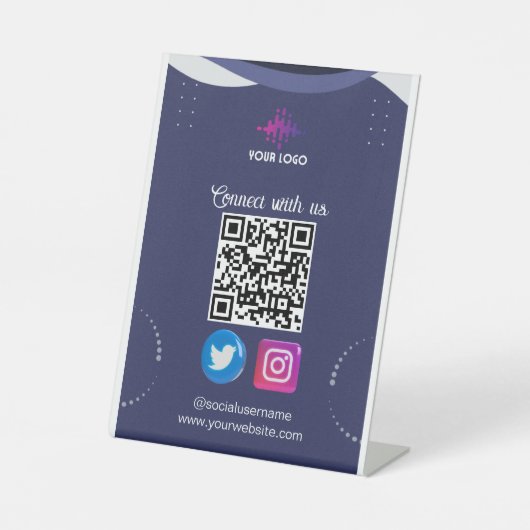 Verbinden Sie mit unserer Social Media QR Code Bus Sockelschild (Vorderseite)