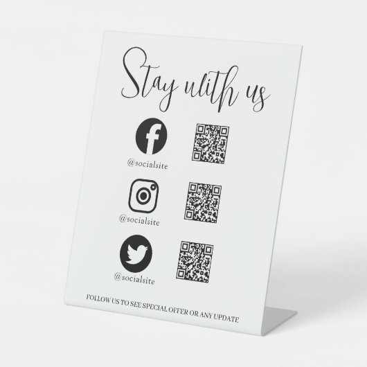 Verbinden Sie QR-Code Social Media Display Podest Sockelschild (Vorderseite)
