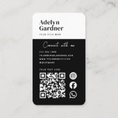 Verbinden Sie Schwarz-weiße QR-Code-Social-Media Visitenkarte (Rückseite)