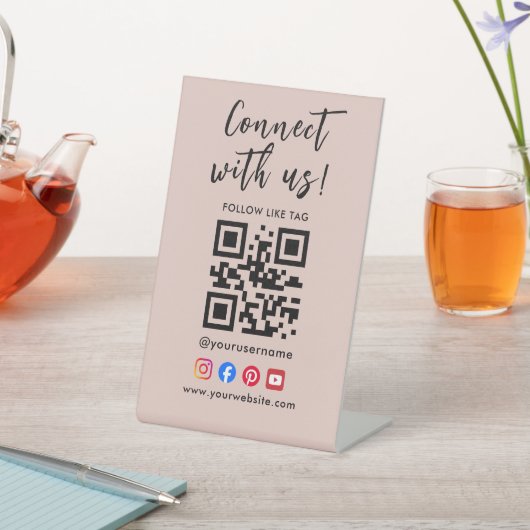 Verbinden Sie sich hier QR-Code-Schild Sockelschild (In SItu)