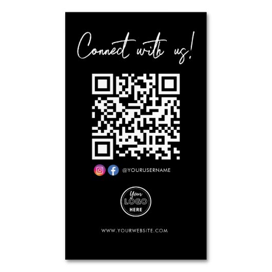 Verbinden Sie sich mit dem QR-Logo von Facebook Magnetische Visitenkarte (Vorderseite Vertikal)
