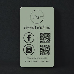 Verbinden Sie sich mit uns - Hellgrüner QR-Code Visitenkarte