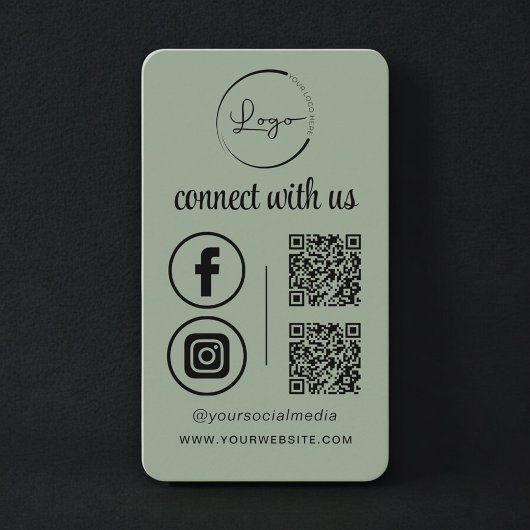 Verbinden Sie sich mit uns - Hellgrüner QR-Code Visitenkarte
