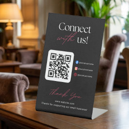 Verbinden Sie sich mit uns Social Media QR Code Ge Sockelschild