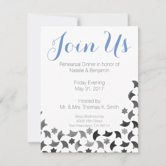 Verbinden Sie uns, laden Proben-Abendessen | Einladung (Vorderseite)