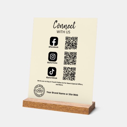 Verbinden Sie uns mit dem QR-Code für Social Media Acrylschild (Winkel)