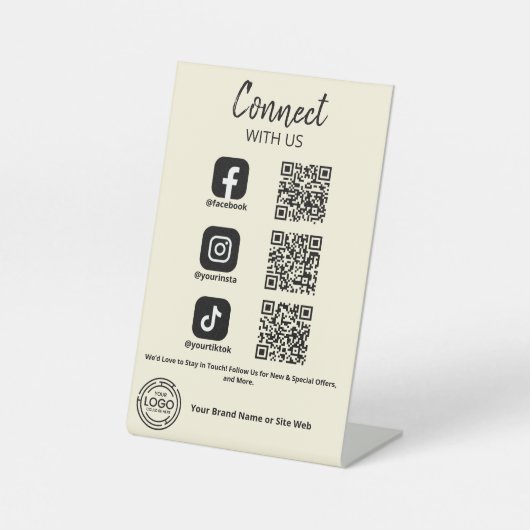 Verbinden Sie uns mit dem QR-Code für Social Media Sockelschild (Vorderseite)
