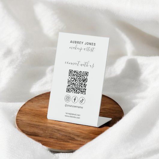 Verbinden Sie uns mit dem QR-Code für Social Media Sockelschild