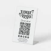 Verbinden Sie uns mit Social Media QR Code White Sockelschild (Vorderseite)