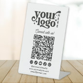 Verbinden Sie uns mit Social Media QR Code White Sockelschild