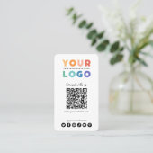 Verbinden Sie uns mit Social Media QR Code White Visitenkarte (Stehend Vorderseite)