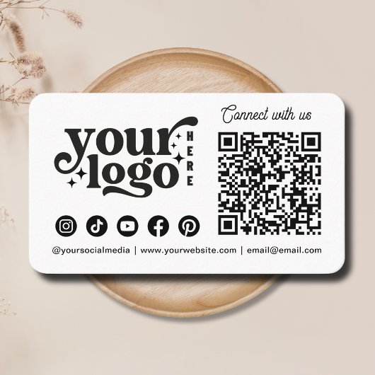 Verbinden Sie uns mit Social Media QR Code White Visitenkarte