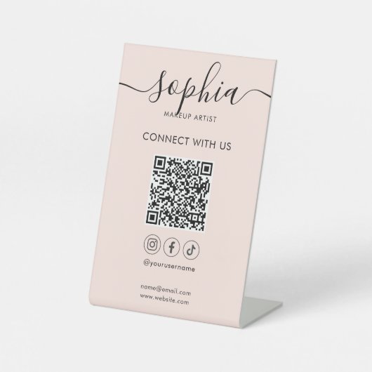 Verbinden Sie uns mit Social Media Script Sockelschild (Vorderseite)