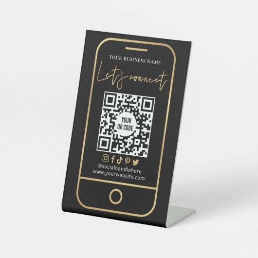 Verbinden wir QR-Code mit Black & Gold-Scannable Sockelschild (Vorderseite)