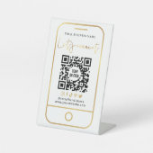 Verbinden wir QR-Code mit White & Gold-Scannable Sockelschild (Vorderseite)