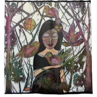 Verbindung Frauen und Vögel Whimsikkunst Duschvorhang