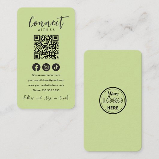 Verbindung mit dem Green QR-Code der Social Media  Begleitkarte (Vorne/Hinten)