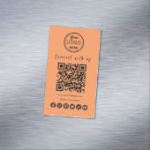Verbindung mit dem QR Code Social Media Orange Magnetische Visitenkarte (Beispiel)