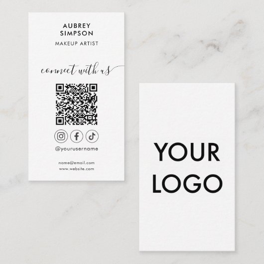 Verbindung mit dem QR-Logo der Social Media Visitenkarte (Vorne/Hinten)