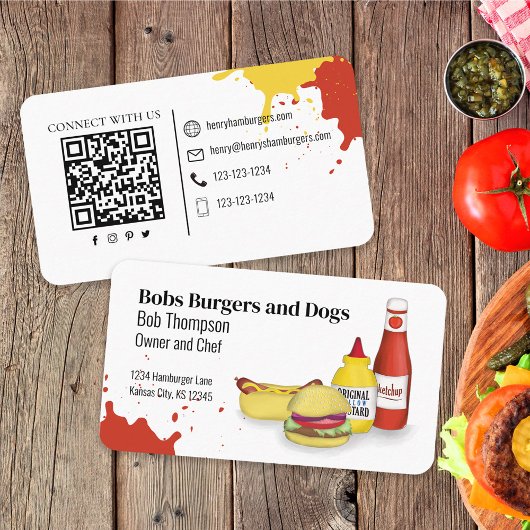 Verbindung mit mir | QR Code Einfache Hamburger Ho Visitenkarte