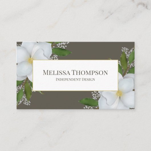 Verbindung mit mir | QR Code Floral Foliage Magnol Visitenkarte (Vorderseite)