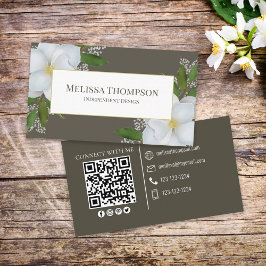 Verbindung mit mir | QR Code Floral Foliage Magnol Visitenkarte