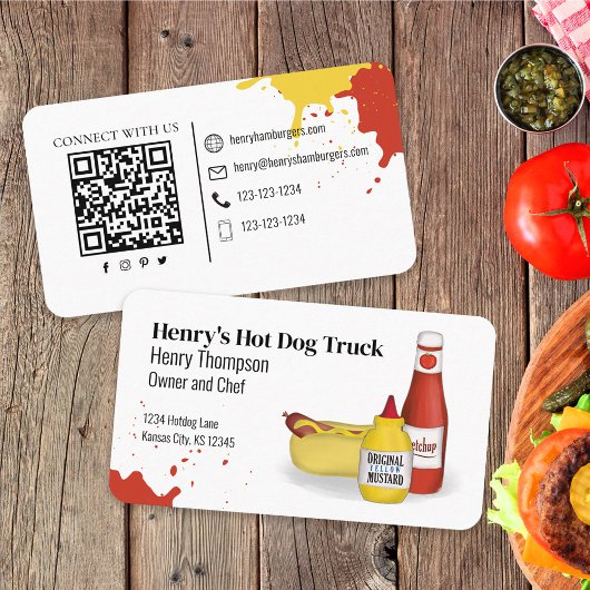 Verbindung mit mir | QR Code Simple Hotdog Modern Visitenkarte