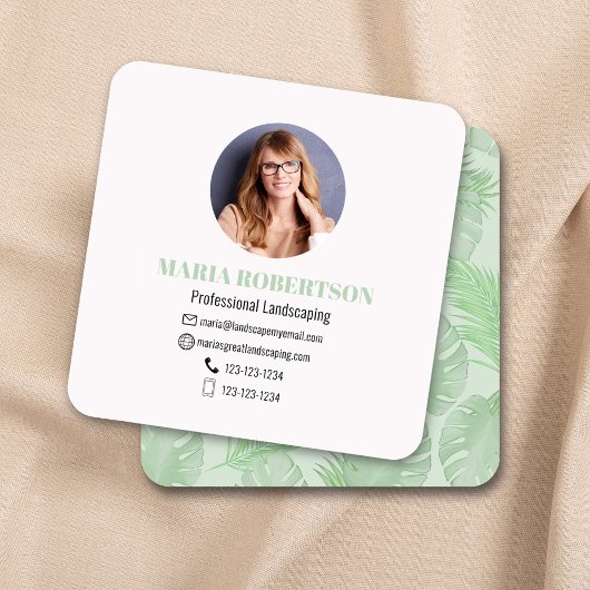 Verbindung mit mir | QR Code Social Media Palm Blä Quadratische Visitenkarte