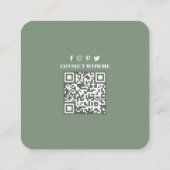 Verbindung mit mir | QR Code Social Media Palm Blä Quadratische Visitenkarte (Rückseite)