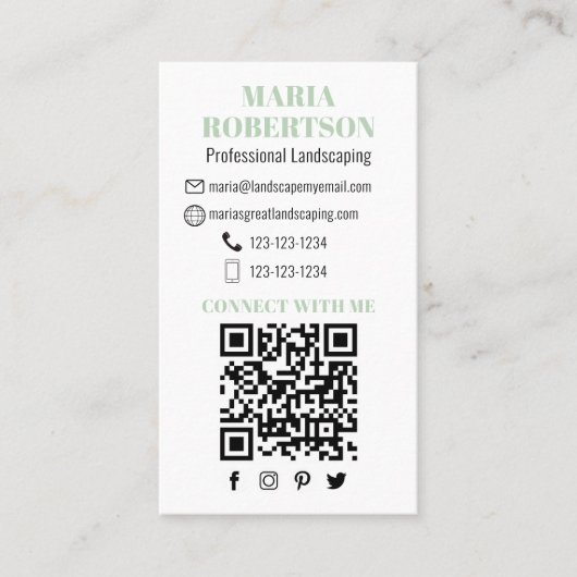 Verbindung mit mir | QR Code Social Media Palm Blä Visitenkarte (Vorderseite)