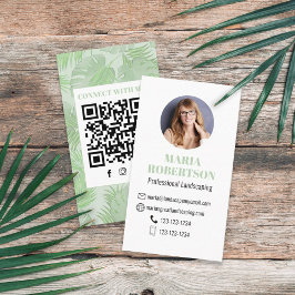 Verbindung mit mir | QR Code Social Media Palm Blä Visitenkarte
