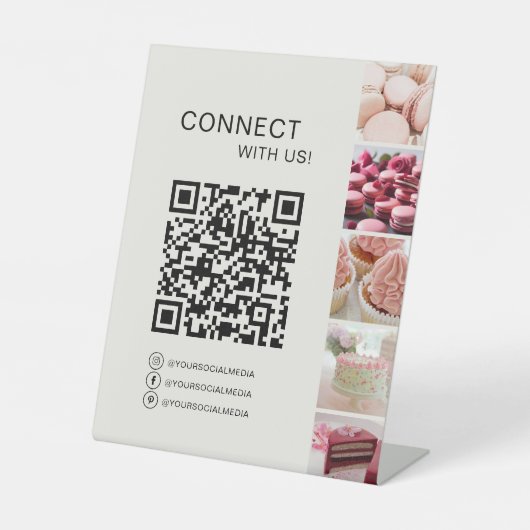Verbindung mit QR Code Bäckerei Cake Shop Sockelschild (Vorderseite)
