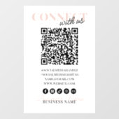 Verbindung mit QR Code Moderne rosa Script Company Fensteraufkleber (Blatt)