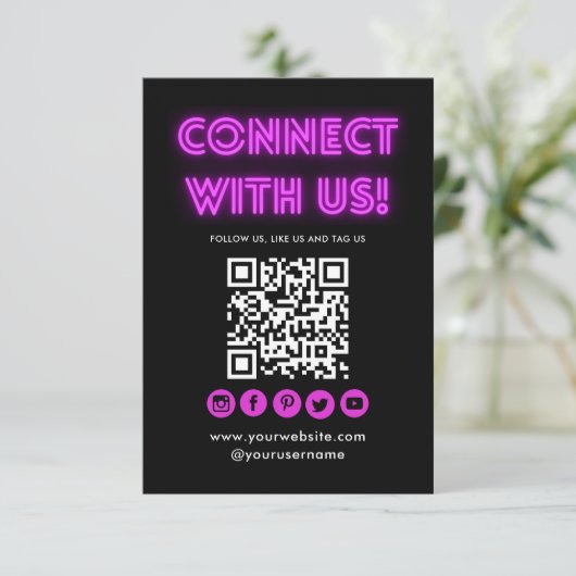 Verbindung mit QR Code Social Media Business Card Einladung (Stehend Vorderseite)