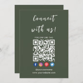 Verbindung mit QR-Code Social Media Dunkelgrün Einladung (Vorne/Hinten)