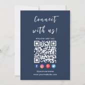 Verbindung mit QR Code Social Media Navy Blue Einladung (Vorderseite)