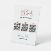 Verbindung mit QR Code Social Media rosa modern Sockelschild (Vorderseite)