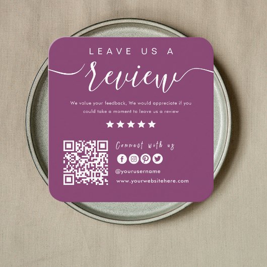 Verbindung mit QR-Code von uns | Verlass US A Revi Quadratische Visitenkarte