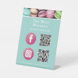 Verbindung mit uns | Logo Französisch Macaron Mint Sockelschild