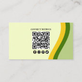 Verbindung mit uns | Modern Foto QR Code Green Visitenkarte (Rückseite)