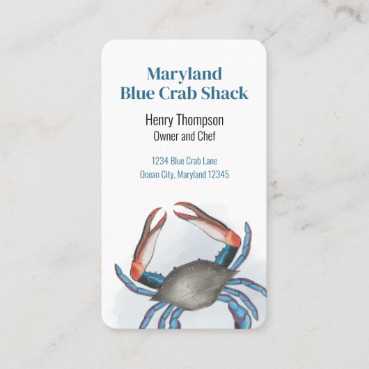 Verbindung mit uns | QR Code Blue Crab Coastsea Visitenkarte (Vorderseite)