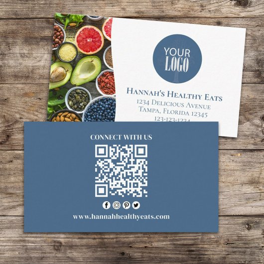 Verbindung mit uns | QR Code Einfaches Logo Modern Visitenkarte