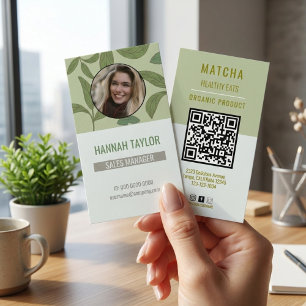 Verbindung mit uns   QR Code Green Tee Logo Busine Visitenkarte