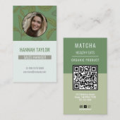 Verbindung mit uns | QR Code Green Tee Logo Busine Visitenkarte (Vorne/Hinten)