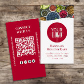 Verbindung mit uns | QR-Code-Logo Modern Foto Red Visitenkarte