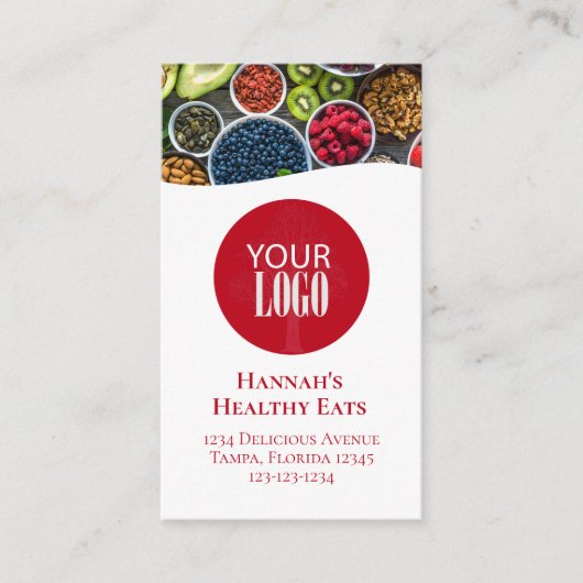 Verbindung mit uns | QR-Code-Logo Modern Foto Red Visitenkarte (Vorderseite)